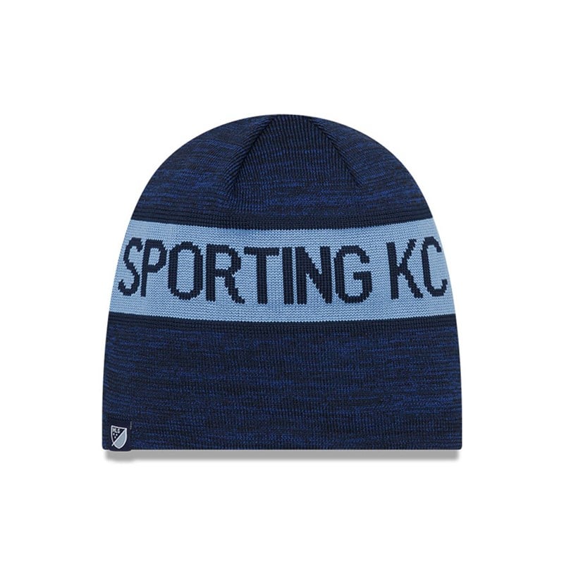 Blue New Era Sporting Kansas City Mls Kick Off Beanie Hat Knit | GBQC98647