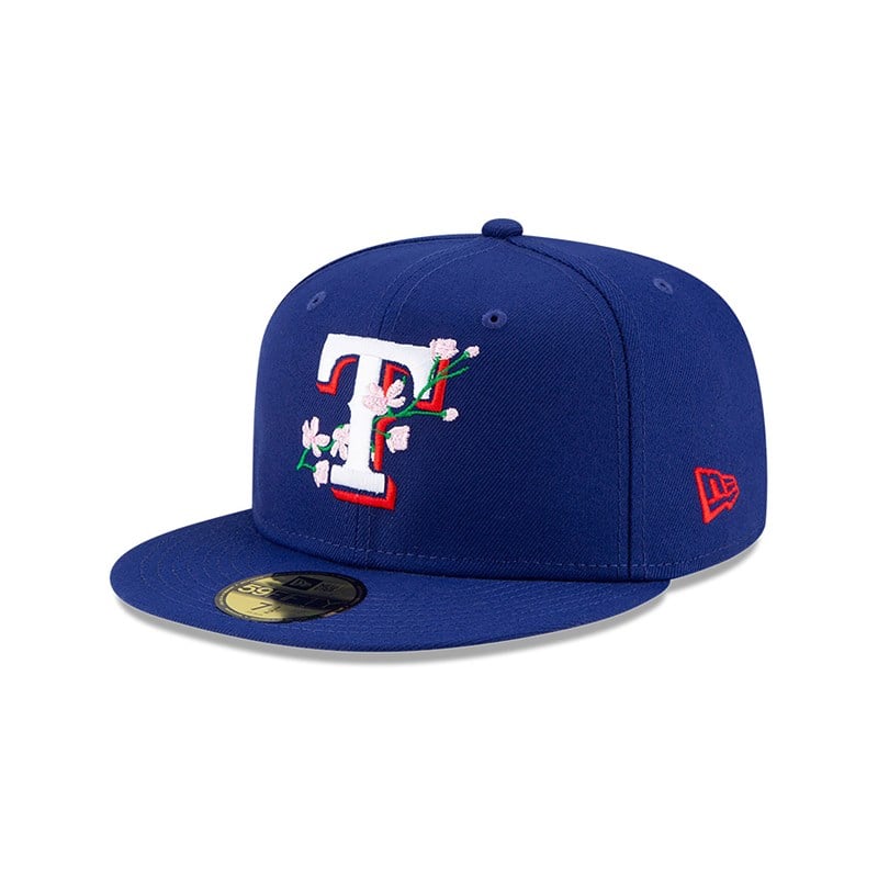 Blue New Era Texas Rangers Side Patch Bloom Fitted Cap 59fifty | GAEQ48325