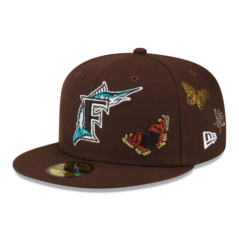 Brown New Era Florida Marlins Felt X MLB Fitted Cap 59fifty | DYSO95462