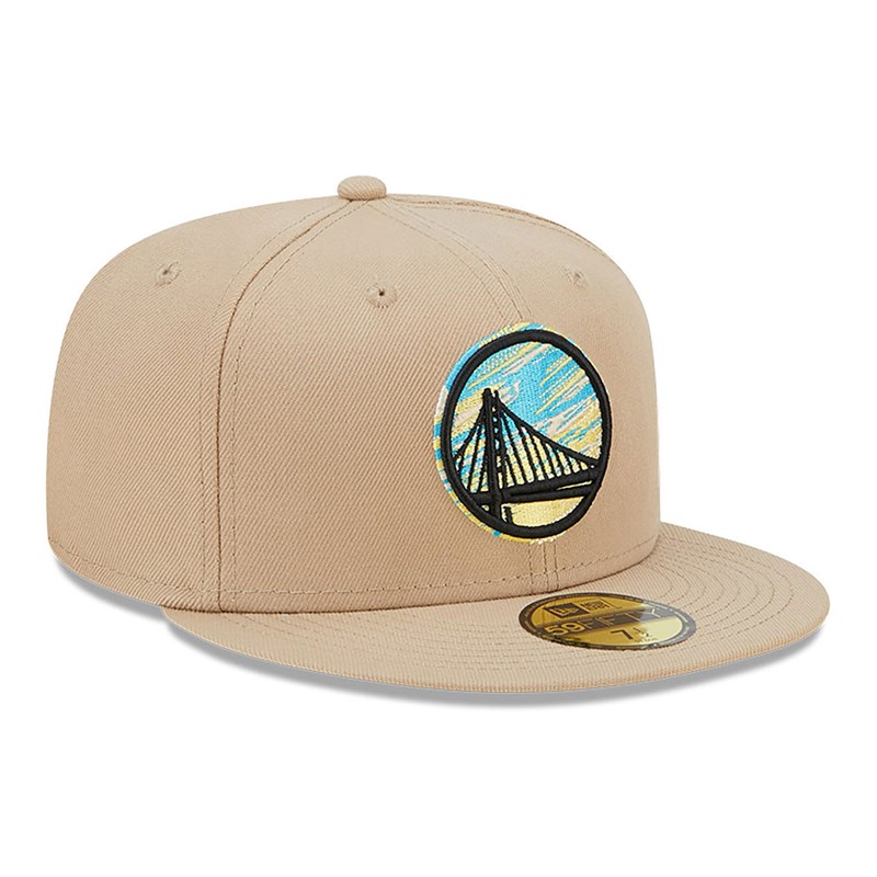 Brown New Era Golden State Warriors Team Neon Fitted Cap 59fifty | MAJT92476