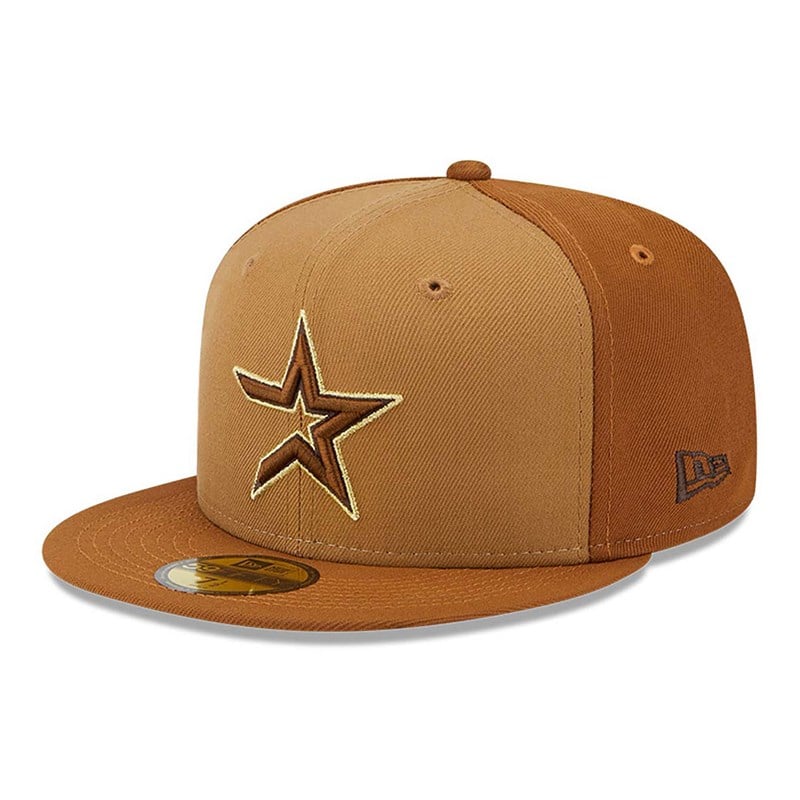 Brown New Era Houston Astros Tri Tone Fitted Cap 59fifty | QHUV94102