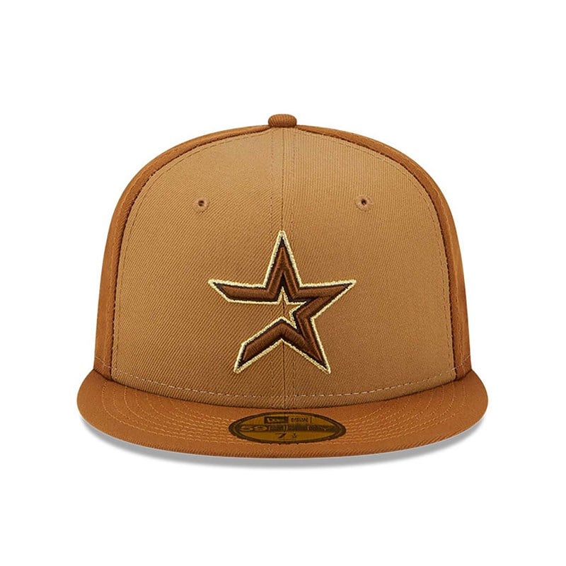 Brown New Era Houston Astros Tri Tone Fitted Cap 59fifty | QHUV94102