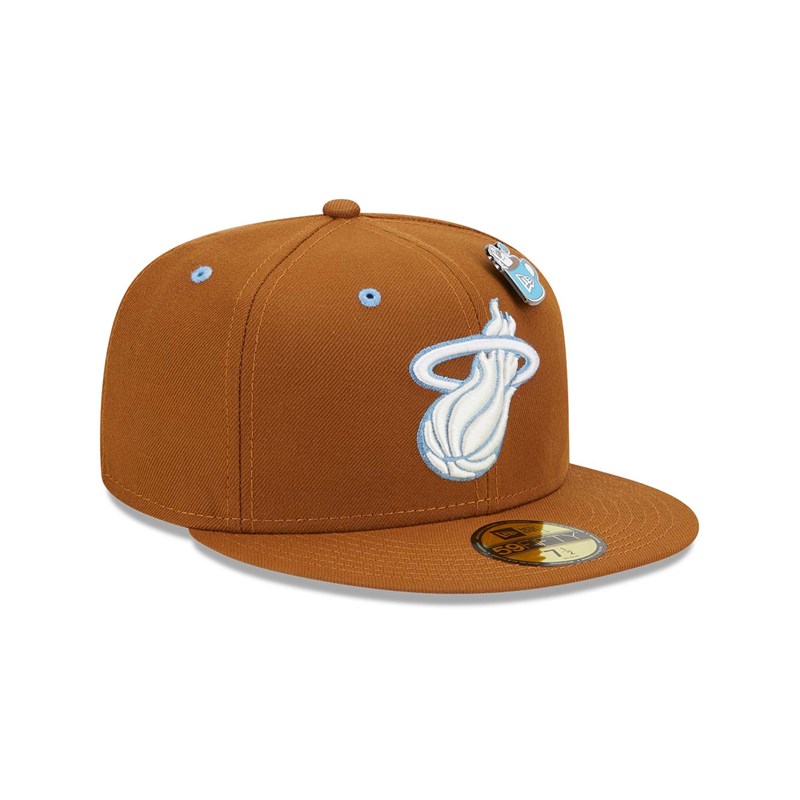 Brown New Era Miami Heat Hot Cocoa Fitted Cap 59fifty | DHLY86217