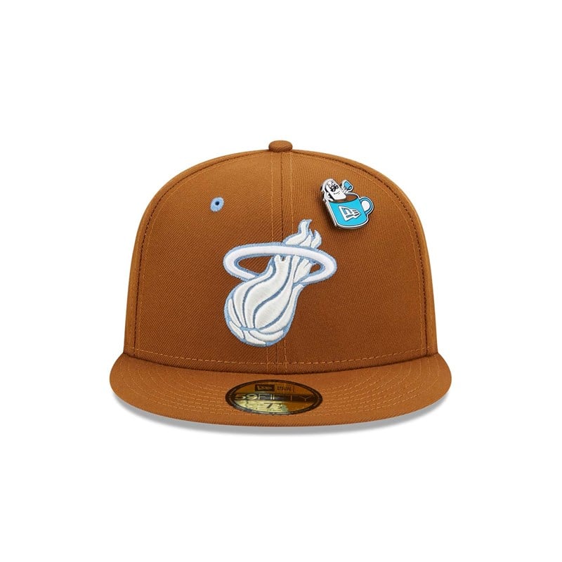 Brown New Era Miami Heat Hot Cocoa Fitted Cap 59fifty | DHLY86217