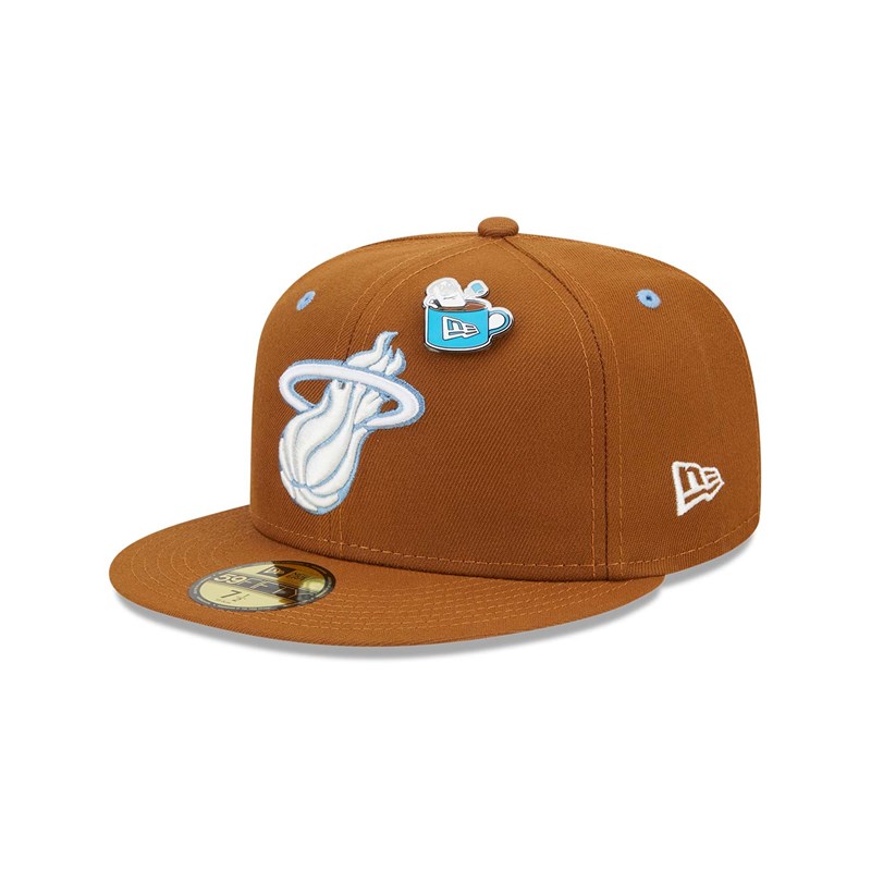 Brown New Era Miami Heat Hot Cocoa Fitted Cap 59fifty | DHLY86217