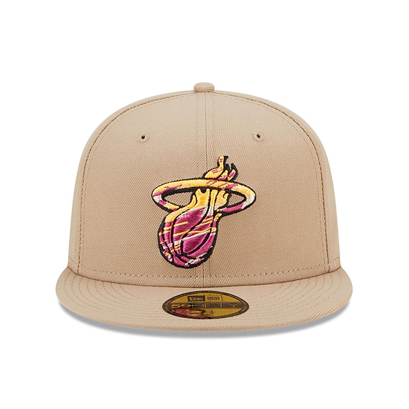 Brown New Era Miami Heat Team Neon Fitted Cap 59fifty | BDIO23865