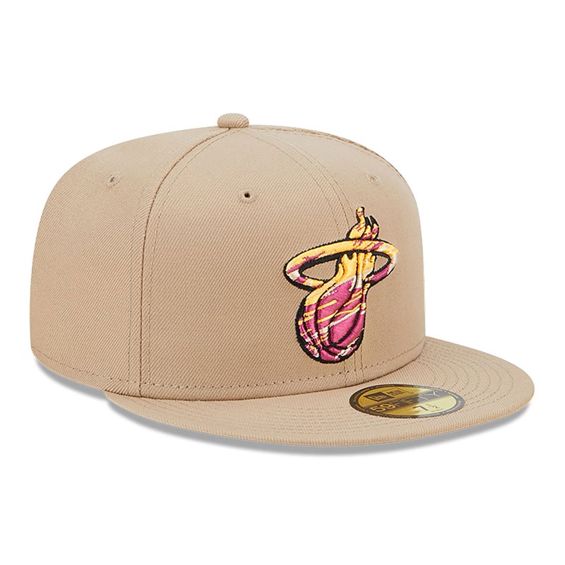 Brown New Era Miami Heat Team Neon Fitted Cap 59fifty | BDIO23865