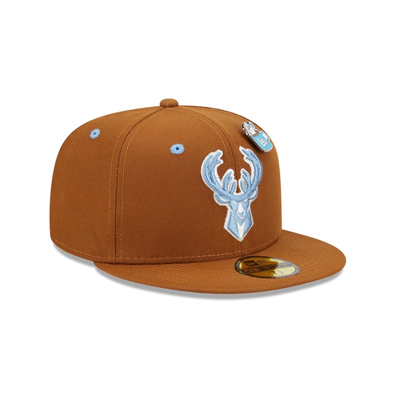 Brown New Era Milwaukee Bucks Hot Cocoa Fitted Cap 59fifty | TZBO60347