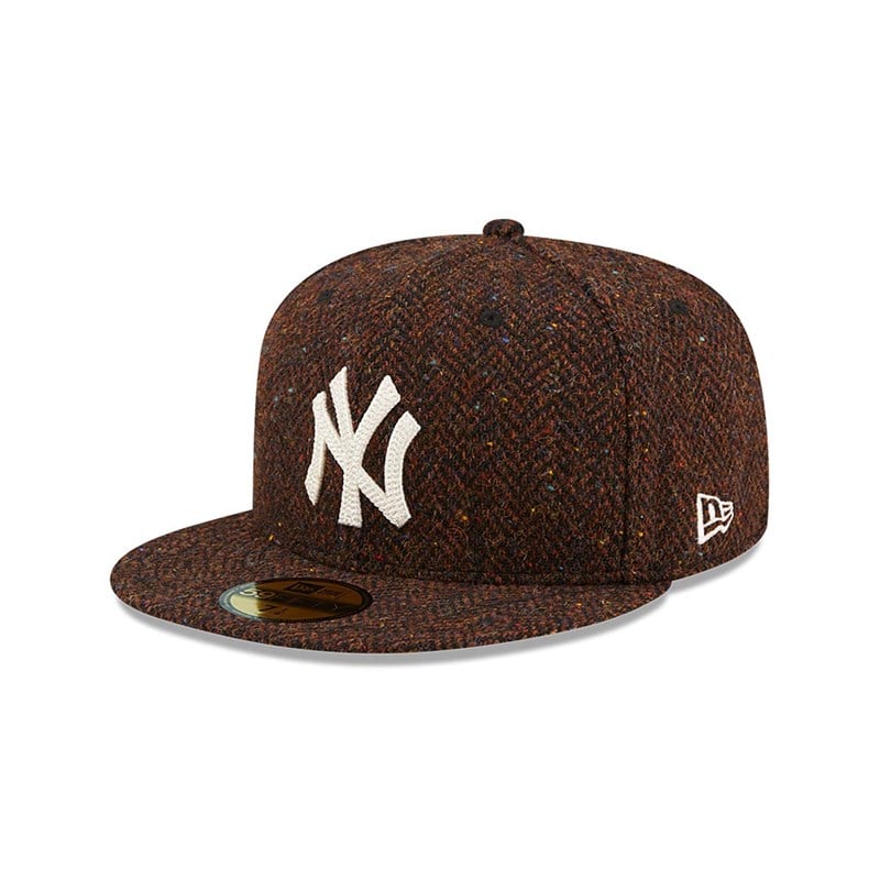 Brown New Era New York Yankees Harris Tweed Open Fitted Cap 59fifty | QFEX74160