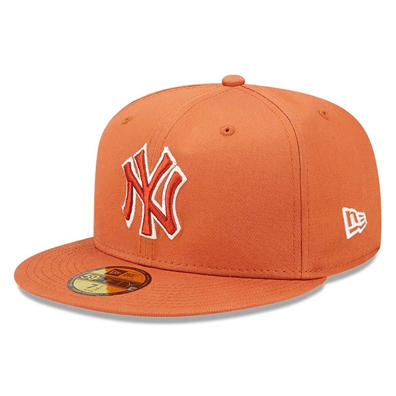 Brown New Era New York Yankees Team Outline Medium Fitted Cap 59fifty | RMAN78106