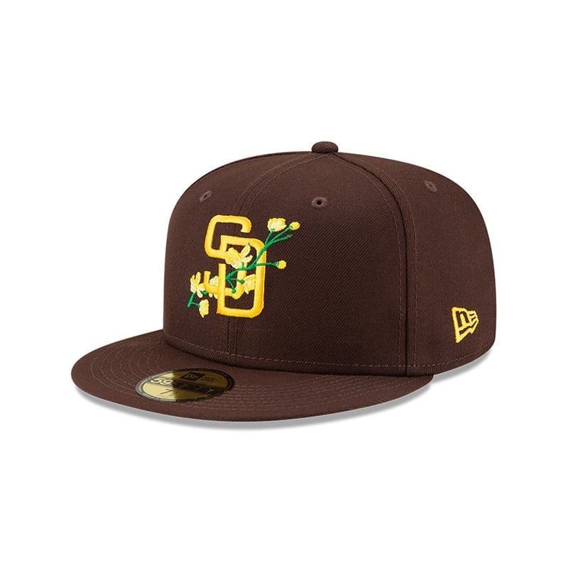 Brown New Era San Diego Padres Side Patch Bloom Fitted Cap 59fifty | ZFXI13805