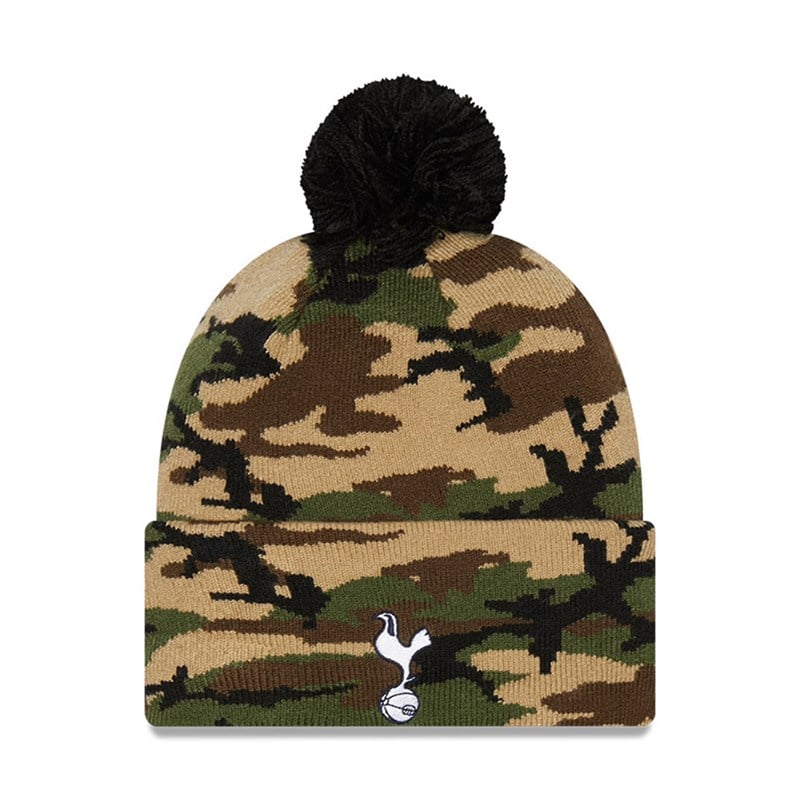 Camo New Era Tottenham Hotspur Bobble Beanie Hat Knit | EXOJ16897