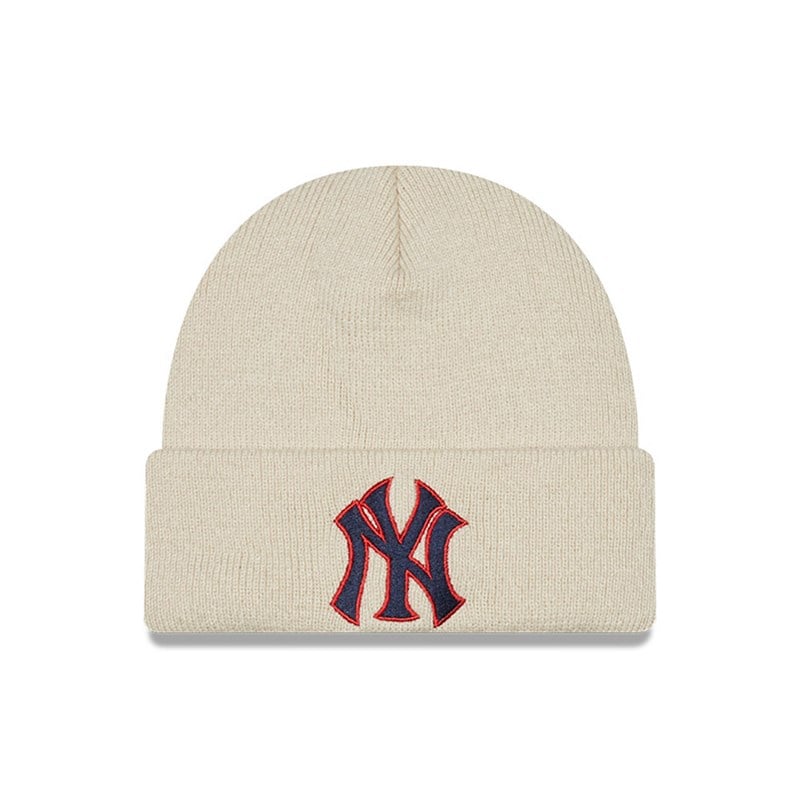 Cream New Era New York Yankees Series Beanie Hat Knit | AFWR63928