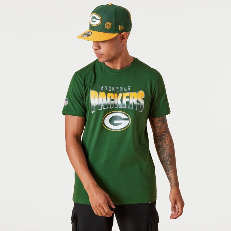 Green New Era Bay Packers NFL Team Fade T-Shirt | QULY79048