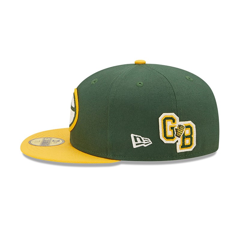 Green New Era Bay Packers Ne Letterman Fitted Cap 59fifty | IRGM45718