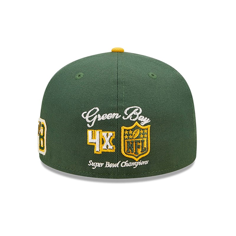 Green New Era Bay Packers Ne Letterman Fitted Cap 59fifty | IRGM45718