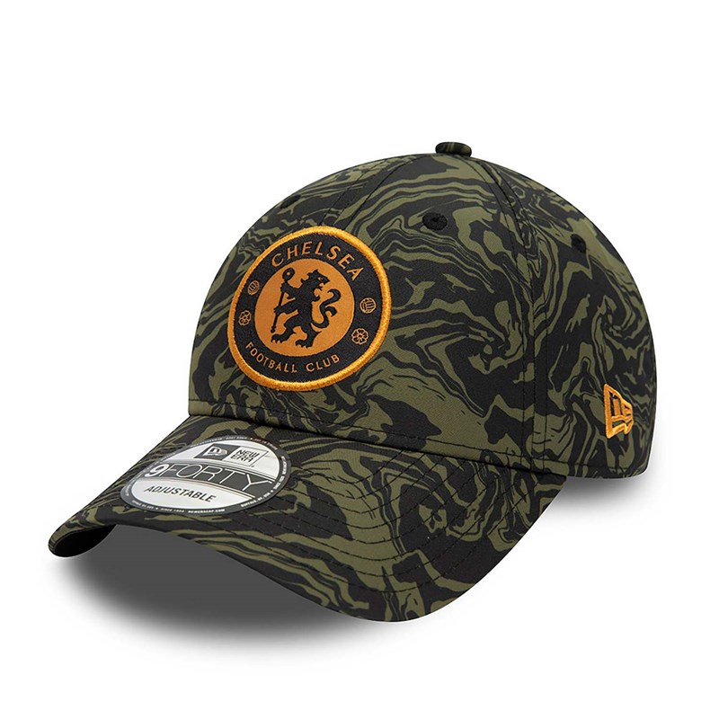 Green New Era Chelsea Fc All Over Print Medium Adjustable Cap 9forty | WRIS12346