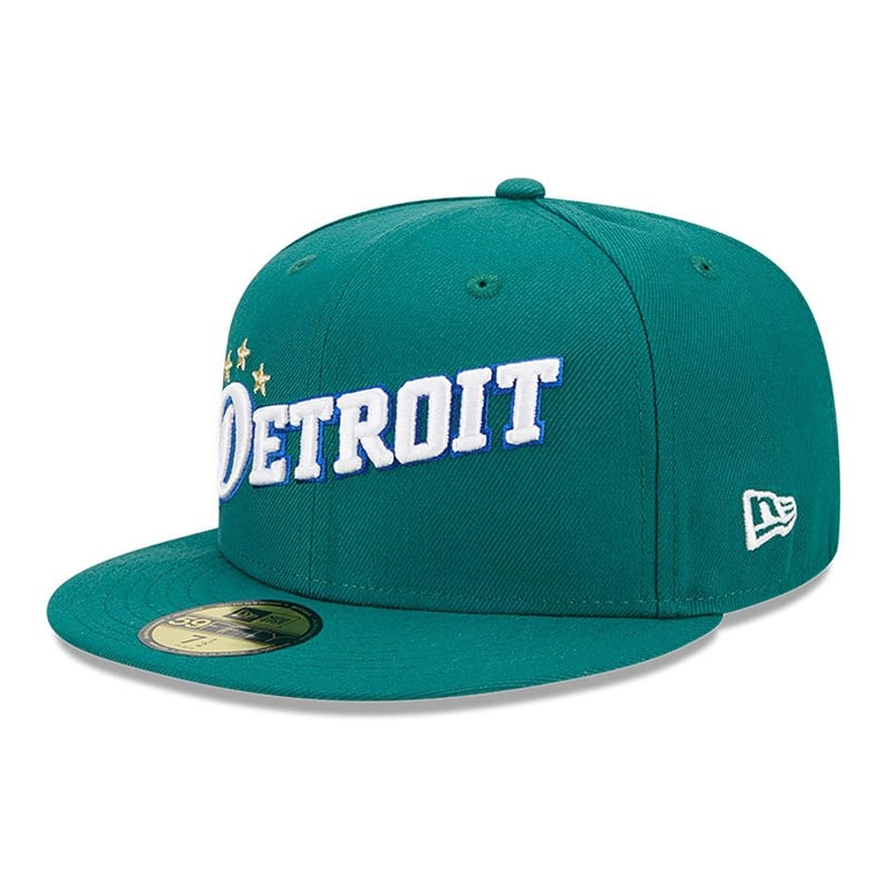 Green New Era Detroit Pistons Authentics City Fitted Cap 59fifty | MLGA94358