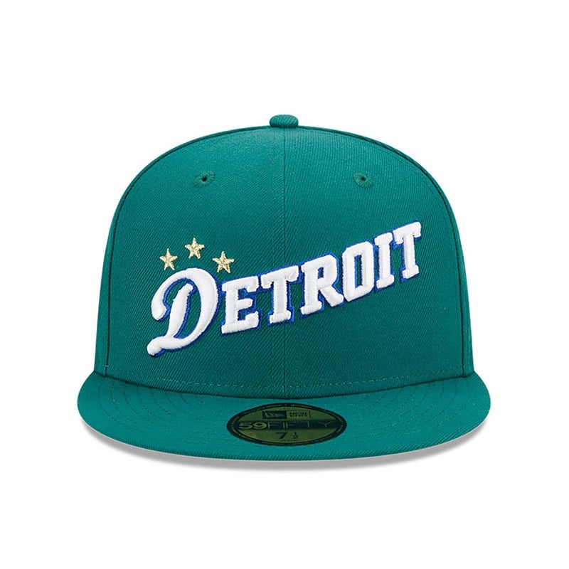 Green New Era Detroit Pistons Authentics City Fitted Cap 59fifty | MLGA94358