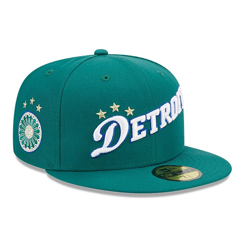 Green New Era Detroit Pistons Authentics City Fitted Cap 59fifty | MLGA94358