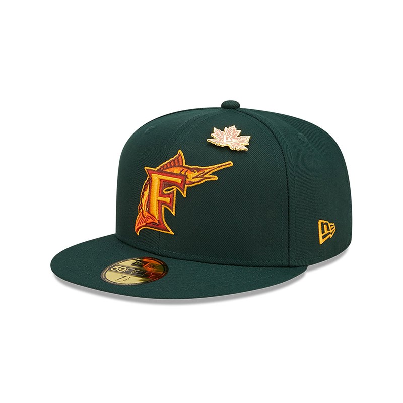 Green New Era Florida Marlins Leafy Fitted Cap 59fifty | CLEK27406