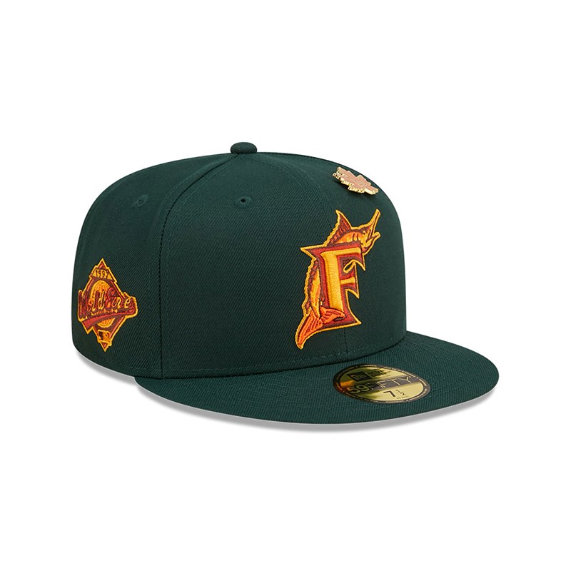 Green New Era Florida Marlins Leafy Fitted Cap 59fifty | CLEK27406