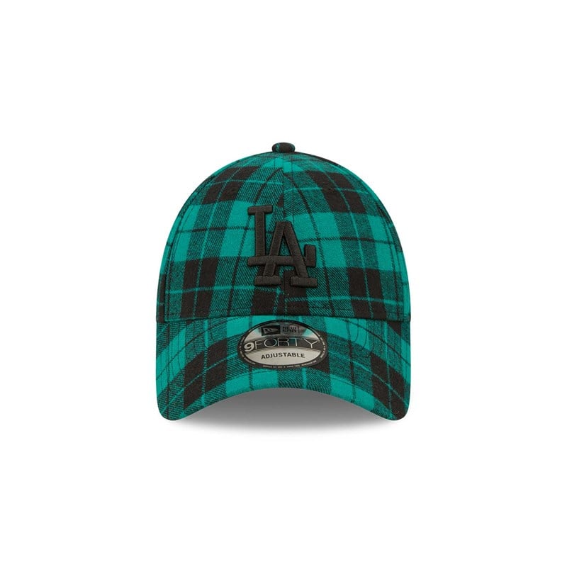 Green New Era La Dodgers Plaid Adjustable Cap 9forty | UEIN49781