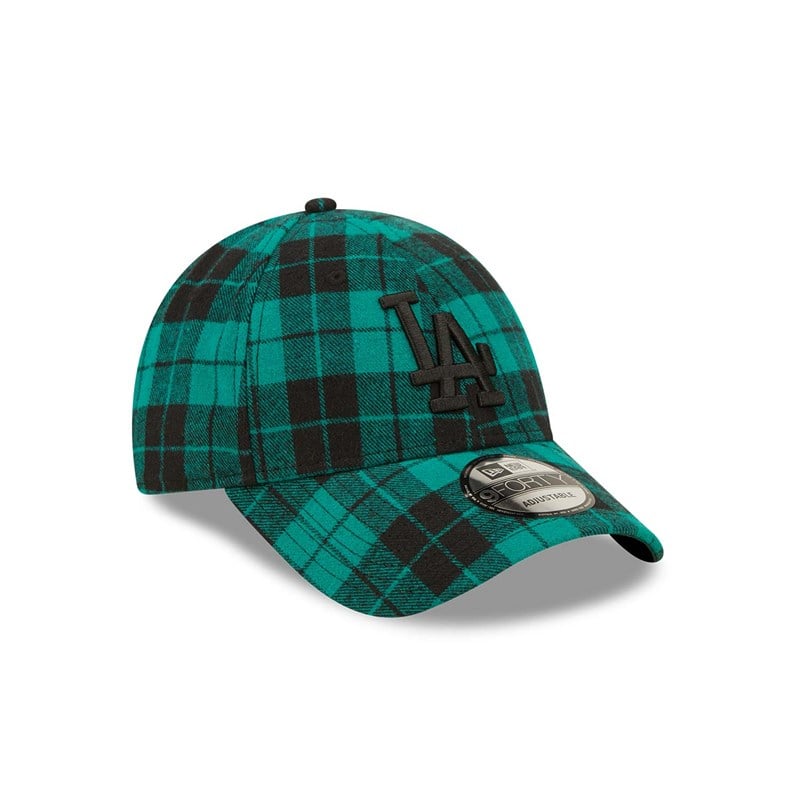 Green New Era La Dodgers Plaid Adjustable Cap 9forty | UEIN49781