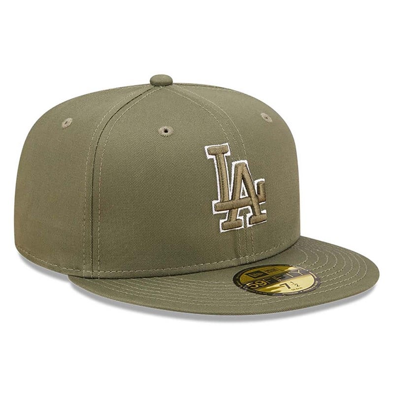 Green New Era La Dodgers Team Outline Medium Fitted Cap 59fifty | DCOG63218