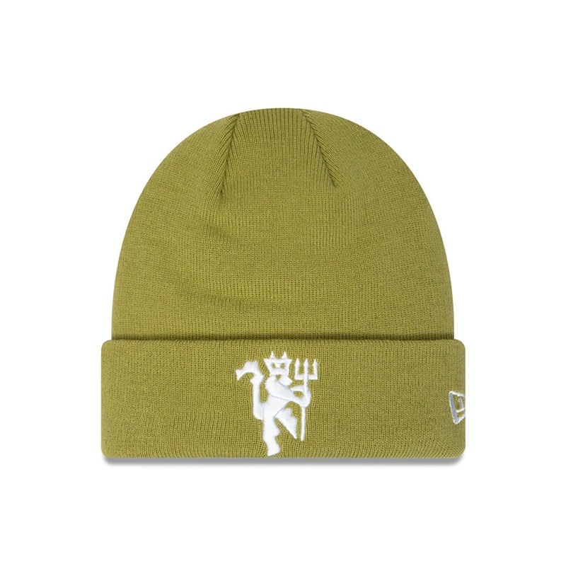 Green New Era Manchetser United Fc Seasonal Medium Cuff Beanie Hat Knit | HZKG12970