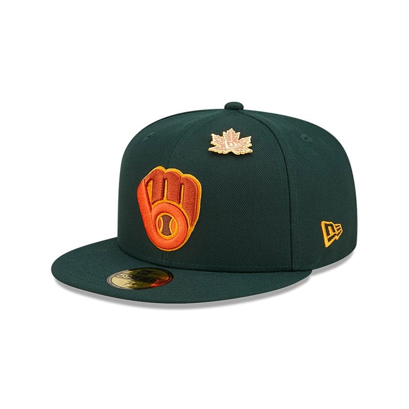 Green New Era Milwaukee Brewers Leafy Fitted Cap 59fifty | TRPC62587