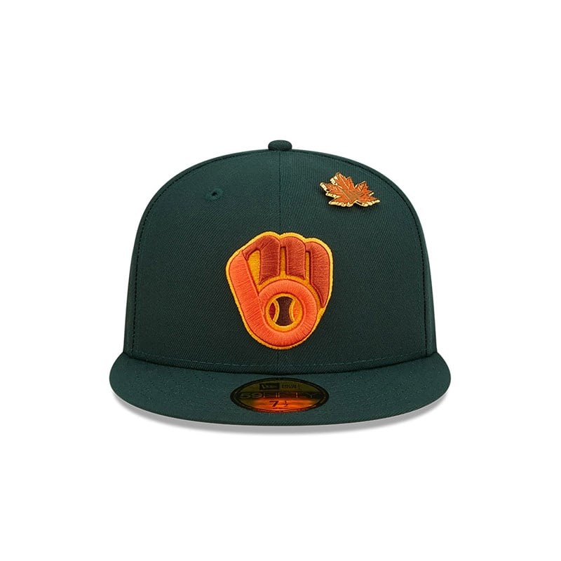 Green New Era Milwaukee Brewers Leafy Fitted Cap 59fifty | TRPC62587