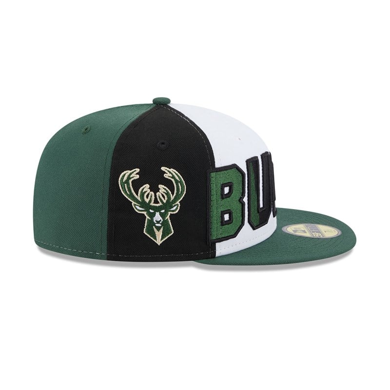 Green New Era Milwaukee Bucks NBA Back Half Fitted Cap 59fifty | MBWR29786