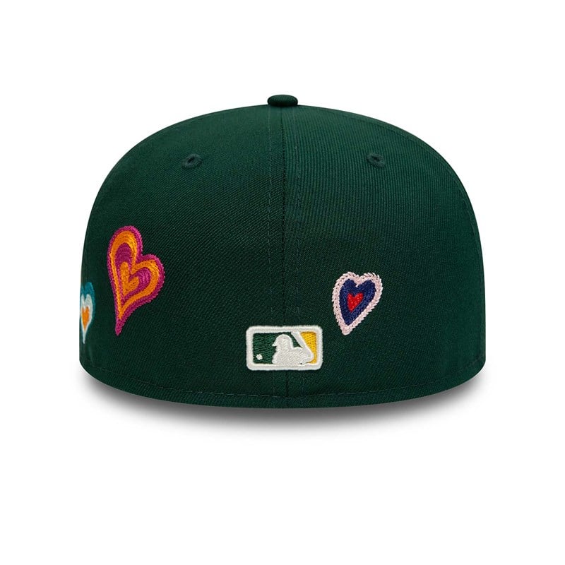 Green New Era Oakland Athletics Chain Stitch Heart Fitted Cap 59fifty | BPMY42603