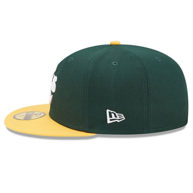 Green New Era Oakland Athletics Comic Cloud Fitted Cap 59fifty | FDUM36472