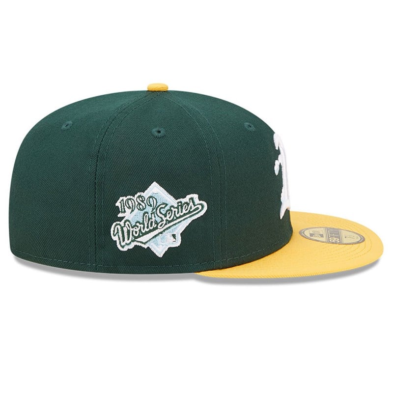 Green New Era Oakland Athletics Comic Cloud Fitted Cap 59fifty | FDUM36472