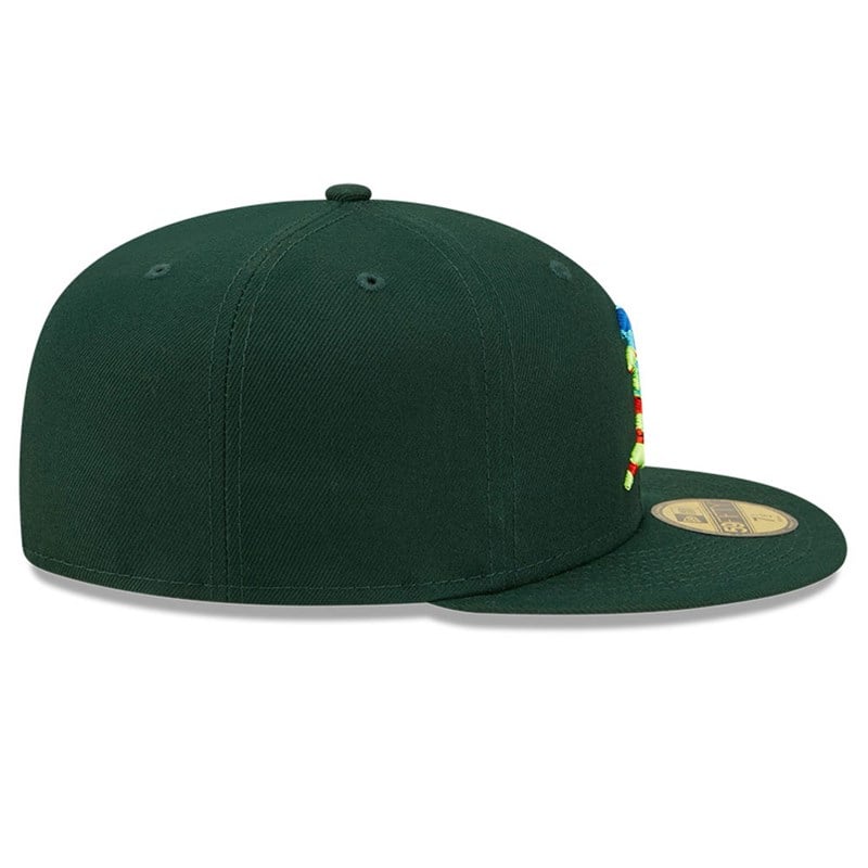 Green New Era Oakland Athletics Infrared Fitted Cap 59fifty | QGUZ41950