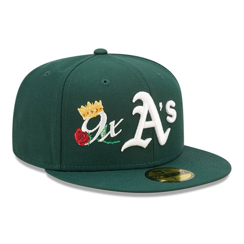 Green New Era Oakland Athletics MLB Crown Champs Fitted Cap 59fifty | CFEY61390