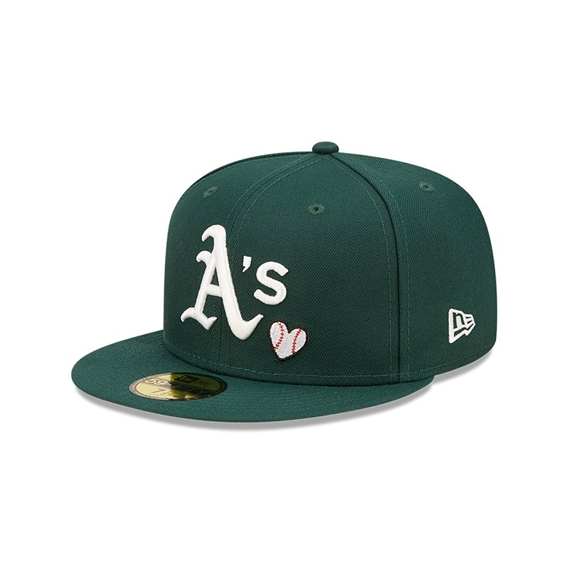 Green New Era Oakland Athletics MLB Team Heart Fitted Cap 59fifty | YJKT91845