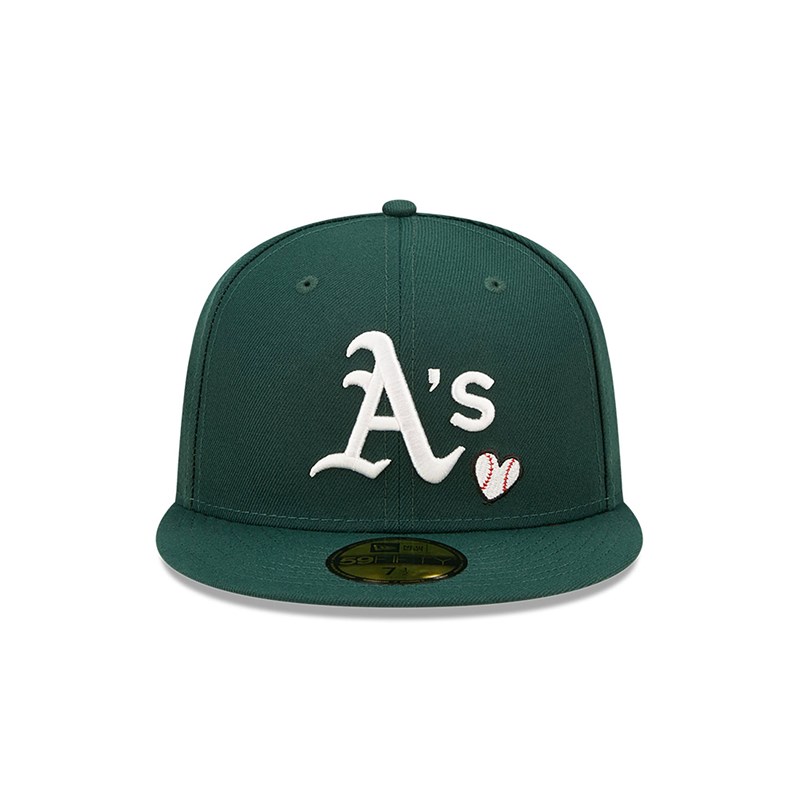 Green New Era Oakland Athletics MLB Team Heart Fitted Cap 59fifty | YJKT91845