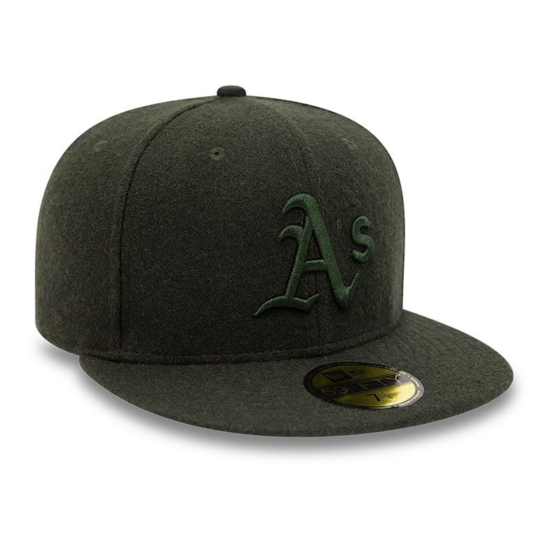 Green New Era Oakland Athletics Melton Fitted Cap 59fifty | JLWG43218