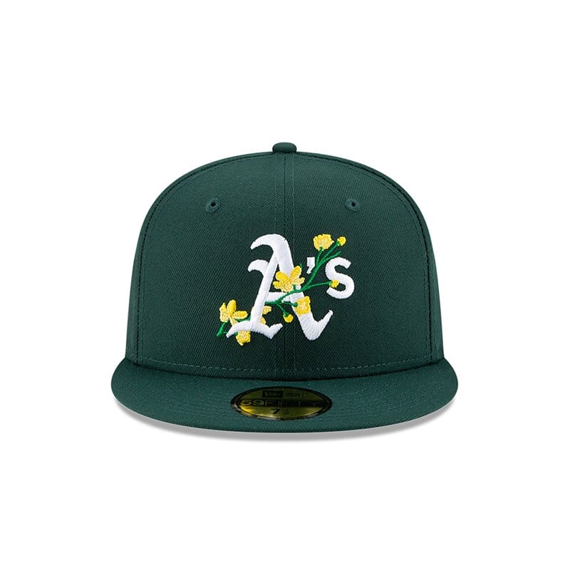 Green New Era Oakland Athletics Side Patch Bloom Fitted Cap 59fifty | UCDM03276