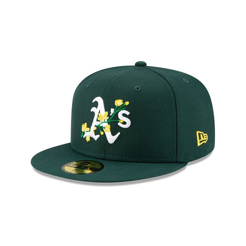 Green New Era Oakland Athletics Side Patch Bloom Fitted Cap 59fifty | UCDM03276