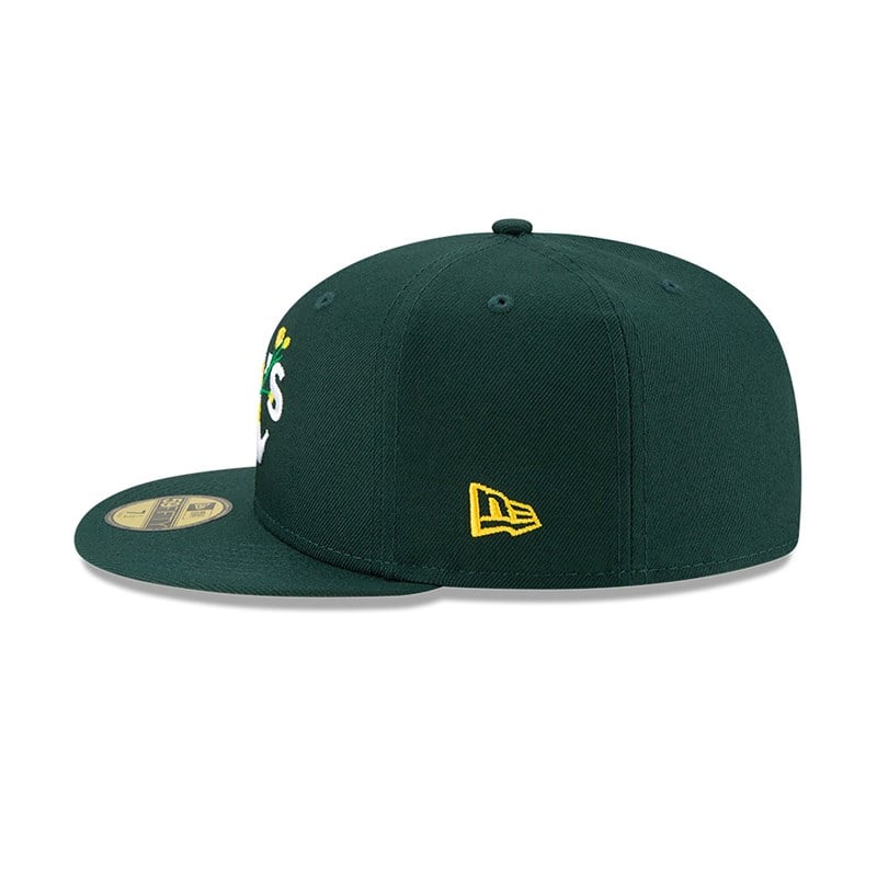 Green New Era Oakland Athletics Side Patch Bloom Fitted Cap 59fifty | UCDM03276