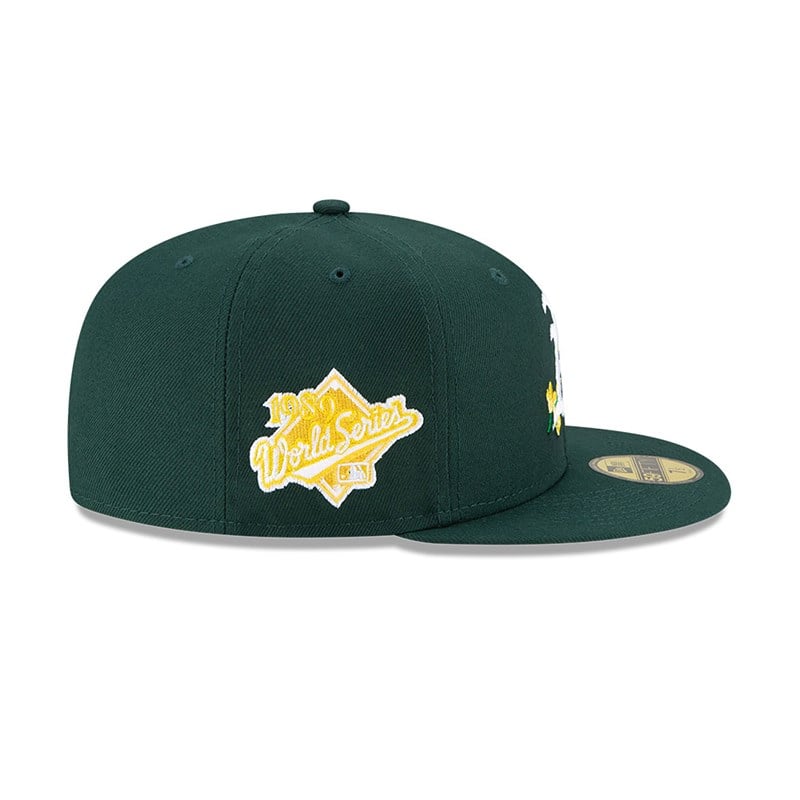 Green New Era Oakland Athletics Side Patch Bloom Fitted Cap 59fifty | UCDM03276