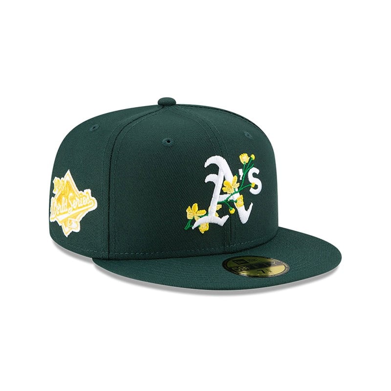 Green New Era Oakland Athletics Side Patch Bloom Fitted Cap 59fifty | UCDM03276