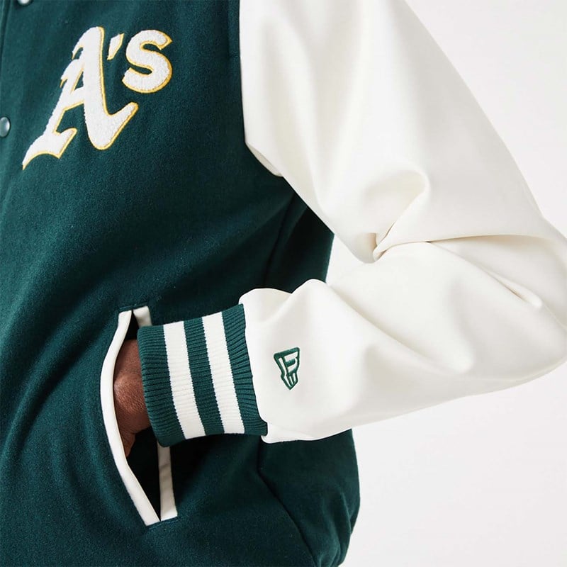 Green New Era Varsity Oakland Athletics MLB Heritage Varsity Jacket | HRUO93407