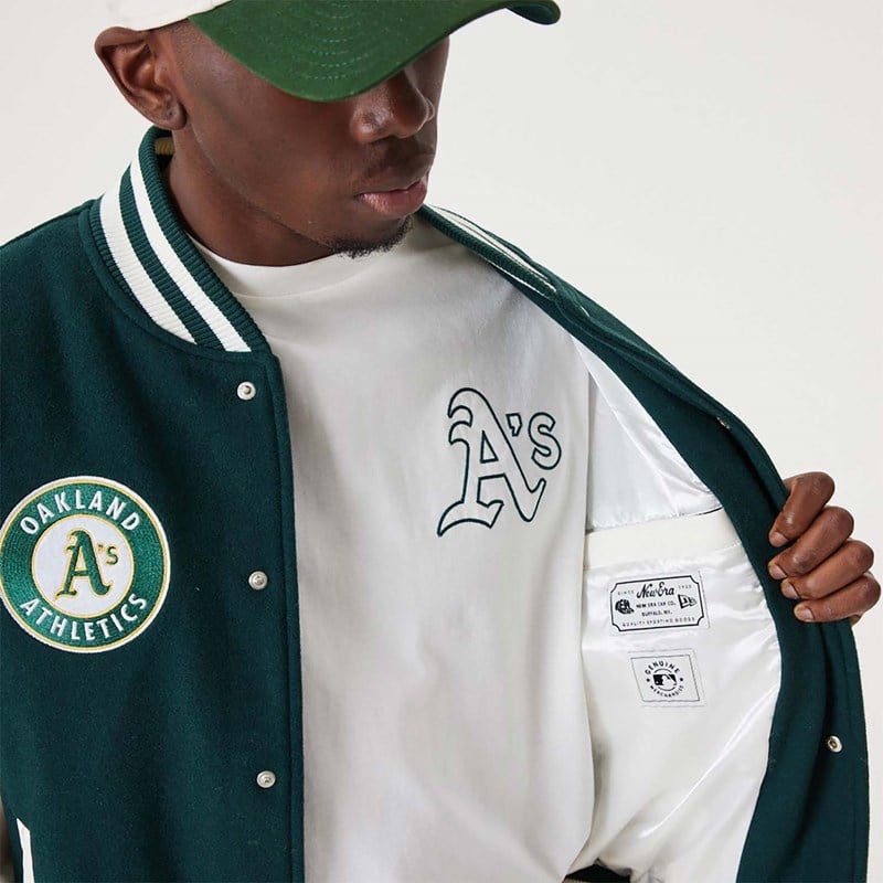 Green New Era Varsity Oakland Athletics MLB Heritage Varsity Jacket | HRUO93407