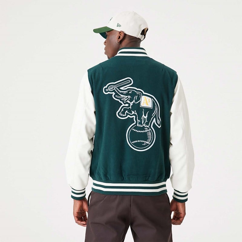 Green New Era Varsity Oakland Athletics MLB Heritage Varsity Jacket | HRUO93407