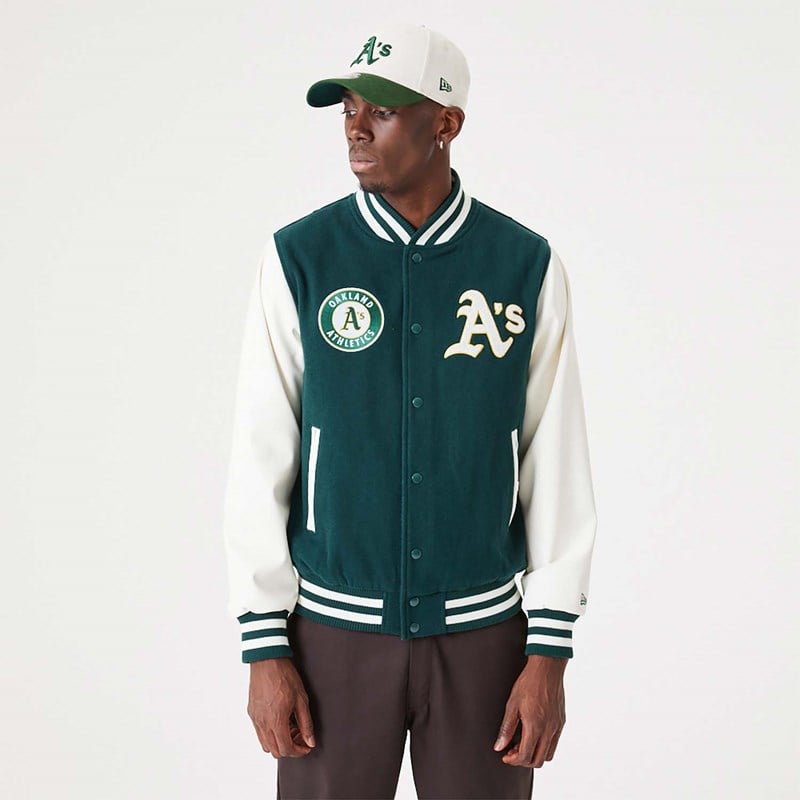 Green New Era Varsity Oakland Athletics MLB Heritage Varsity Jacket | HRUO93407